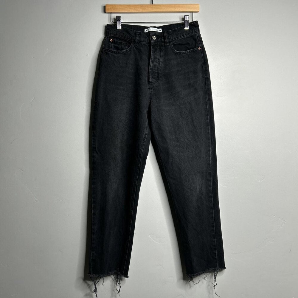 Black straight leg jeans full button by Zara size 6